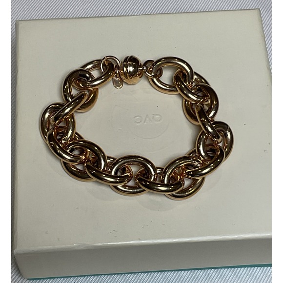 Milor Jewelry - Vtg Bronze Milor Italy  Bracelet Oval Rolo Link Magnetic Closure 6.75"